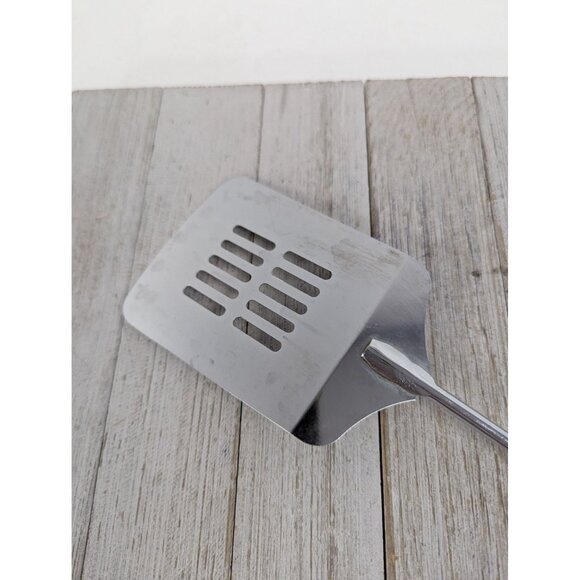 Vintage Chrome Spatula Slotted White Handle 11 3/4" - Picture 5 of 6